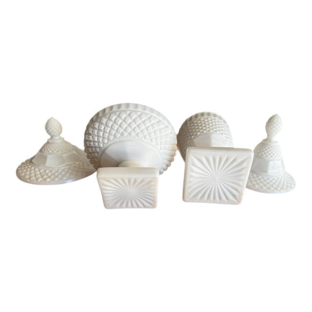 Westmorland Westmoreland Vintage Milk Glass Lidded Candy Jars For Sale - Image 4 of 6