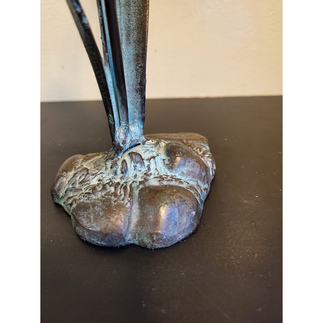 1970s 1970s Bronze Metal Hummingbird Flower Sculpture For Sale - Image 5 of 17