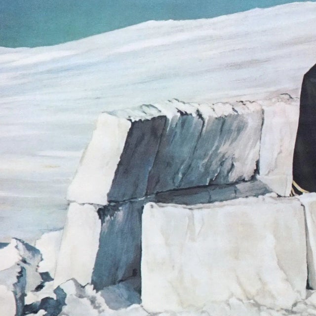 The school wall map shows an igloo with Eskimos. Colorful print on paper reinforced with canvas. Measurements: Width 90 cm...