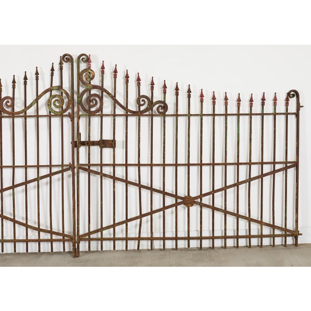 Rustic 19th Century Stewart Iron Works Wrought Iron Double Entry Gates For Sale - Image 3 of 18