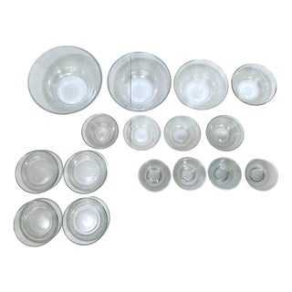 Glass Bowls Tableware by Wilhelm Wagenfeld for Vereinigte Lausitzer Glaswerke Ag, Weiswasser, Germany, 1950s, Set of 16 For Sale