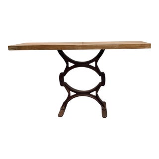 Currey & Co. Rustic Wood and Iron Console Table For Sale