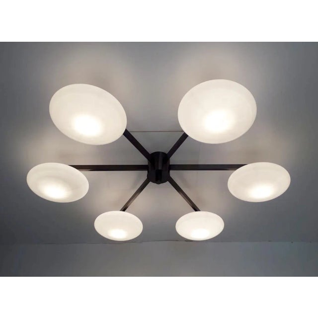 Not Yet Made - Made To Order Sei Satin Black Nickel Gray Glass Flush Mount by Fabio Ltd For Sale - Image 5 of 7