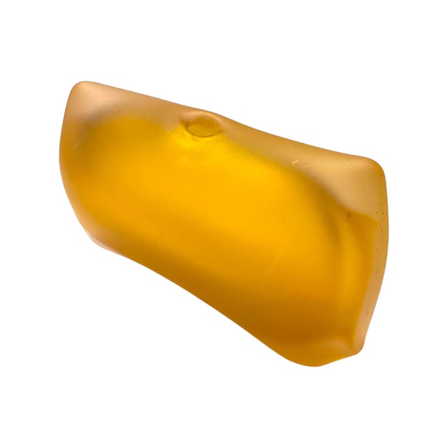 Adam Aaronson England Modern Organic Art Glass Orange Frosted Pillow Vase For Sale - Image 11 of 12