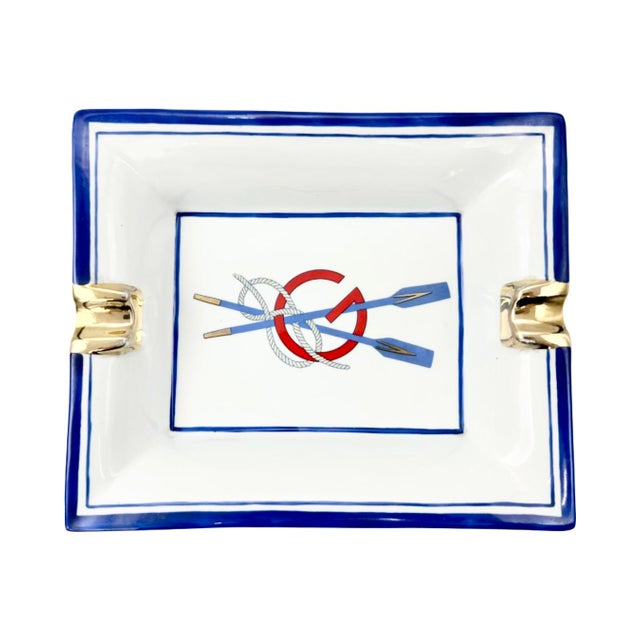 Vintage Gucci Nautical Rowing Oars Porcelain Ashtray For Sale - Image 9 of 9