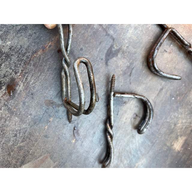 Late 19th Century Late 19th Century Set of Three Primitive Hand Wrought Iron ‘Twist’ Coat & Hat Hooks For Sale - Image 5 of 5
