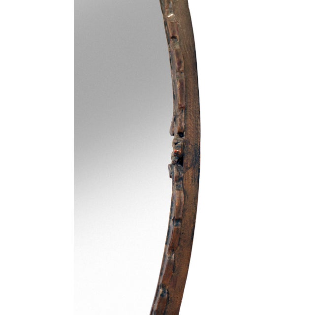 Large Round Hand Carved Wood Mirror, Early 20th Century For Sale - Image 4 of 10