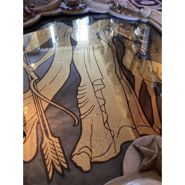 Wood Early 20th Century Maison Jansen Verre églomisé French Style Mid Century Carved Gilt Mirror For Sale - Image 7 of 11