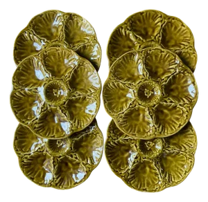French Majolica Oyster Plates by Gien, 1950s, Set of 6