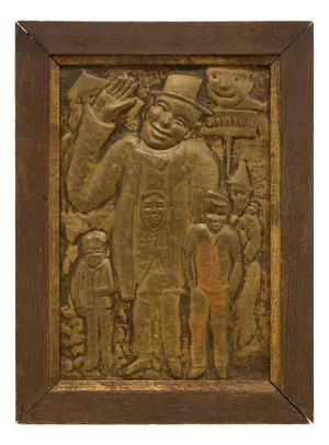 Arieh Merzer, Carnavale, Avant Garde Carricature Plaque, Paris, 1931