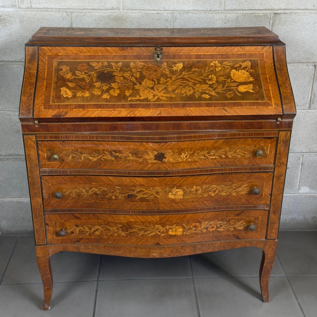 Antique Italian Inlaid Wooden Chest of Drawers For Sale - Image 11 of 11