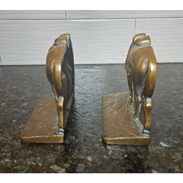 Pair of Vintage Mid-Century Bronze Equestrian Horse Bookends For Sale - Image 9 of 14