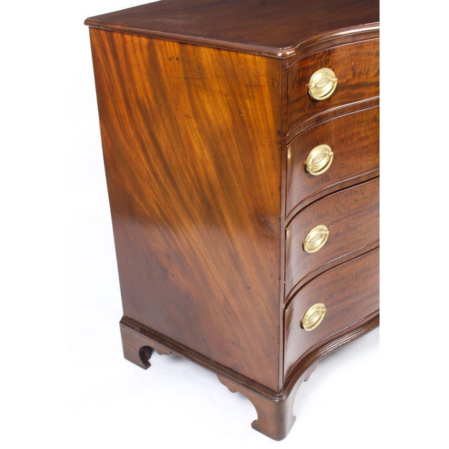 Brown Antique George III Serpentine Flame Mahogany Chest Drawers, 18th Century For Sale - Image 8 of 15
