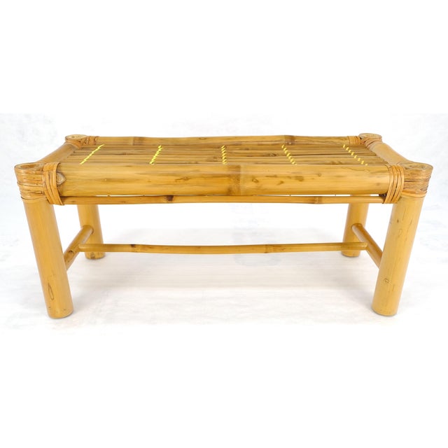 Thick Profile Bamboo 15x36 Compact Bench Mid Century Modern c1970s MINT For Sale - Image 6 of 13