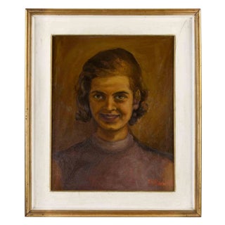 Pietro Alimonti, Portrait of Young Girl, Oil on Canvas, 1969 For Sale