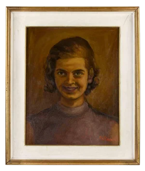 Pietro Alimonti, Portrait of Young Girl, Oil on Canvas, 1969