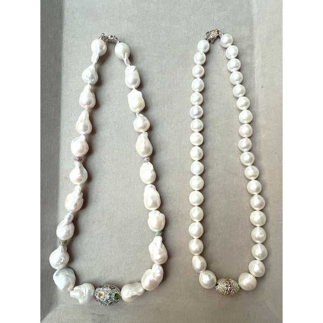 Bochic "Capri" FreshWater Pearl, Pink Sapphire, Peridot & Mix gems Necklace Mix Gems Clasp Set in 18K Gold & Silver - 2.00...