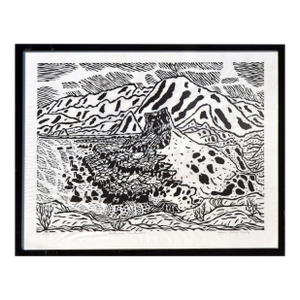 "South From Puertecitos" Mid Century Abstracted Landscape, Woodcut on Paper by Edgar Dorsey Taylor