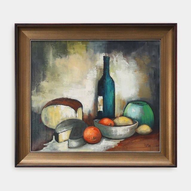 A. De Man, Still Life with Bottle and Fruit, 1960, Oil Painting on Canvas, Framed For Sale - Image 11 of 11
