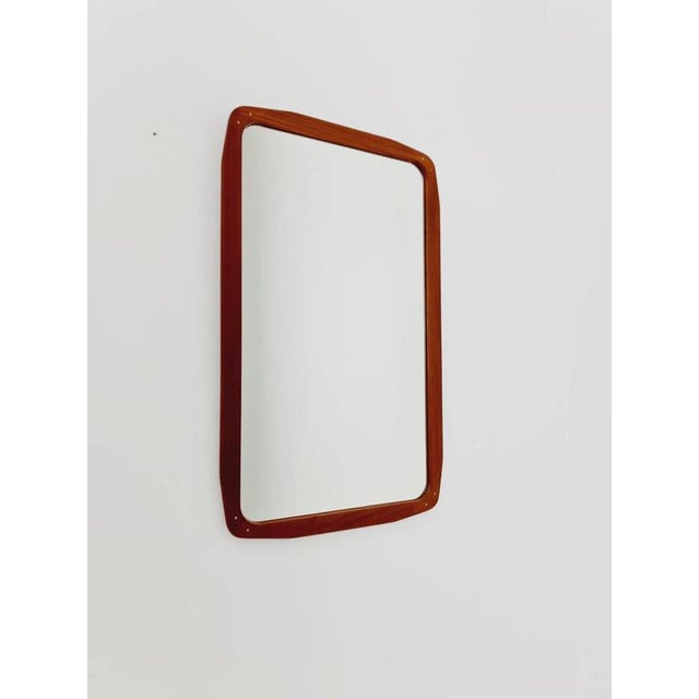 Brown Large Vintage Danish Wall-Mounted Mirror, 1960s For Sale - Image 8 of 15