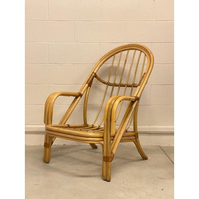 Set of Bamboo & Leather Armchairs, 1980s For Sale - Image 10 of 15