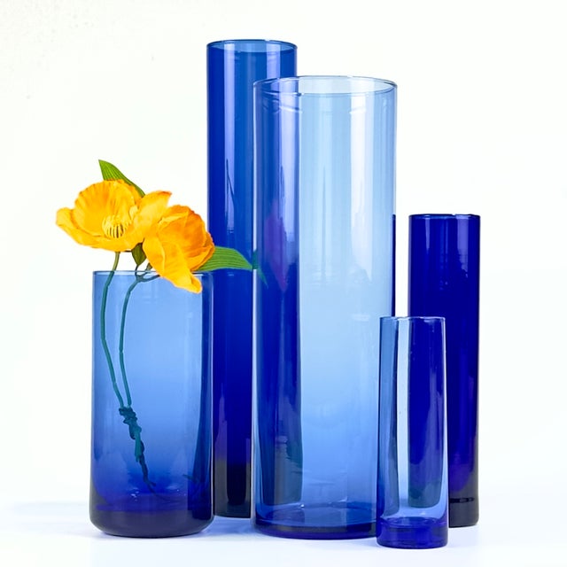 Elevate your space with the striking, translucent brilliance of this cobalt blue glass cylinder vase collection. Crafted...