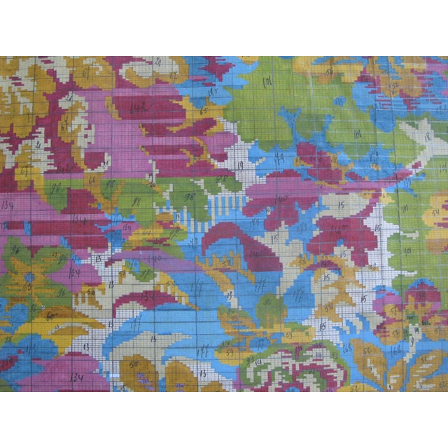 1920s French Tapestry Design Gouache Painting For Sale - Image 6 of 12