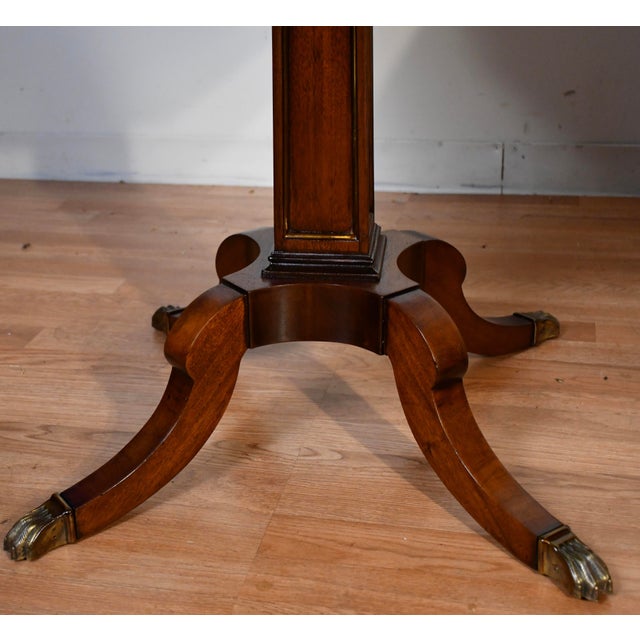 1910s Pair of Antique English Regency Mahogany Banded Walnut Side Tables End Tables For Sale - Image 17 of 18