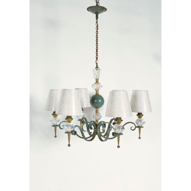 Mid-Century Modern French Chandelier by Philippe Genet & Lucien Michon for Sevres Crystal, 1950s For Sale - Image 3 of 18