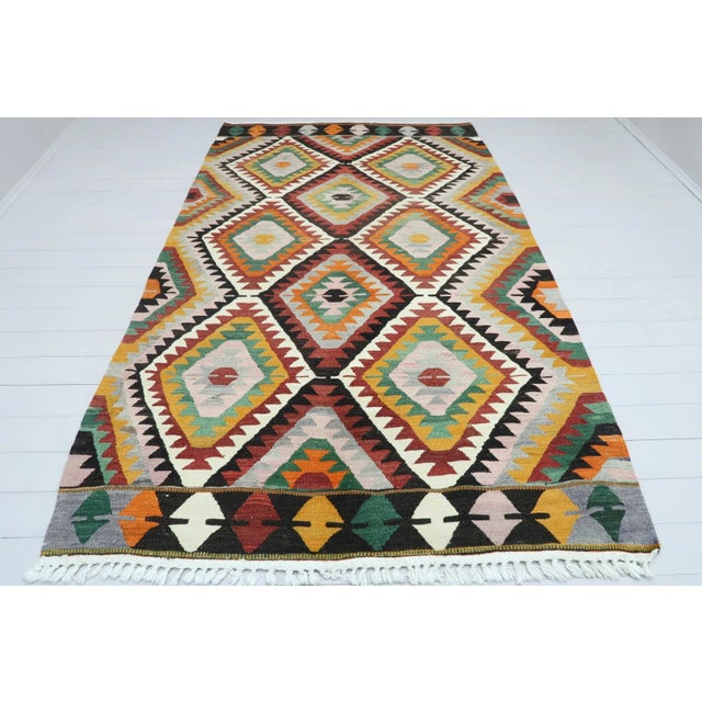 Mid 20th Century Turkish Diamond Kilim Rug-5’7’x9’1" For Sale - Image 13 of 13