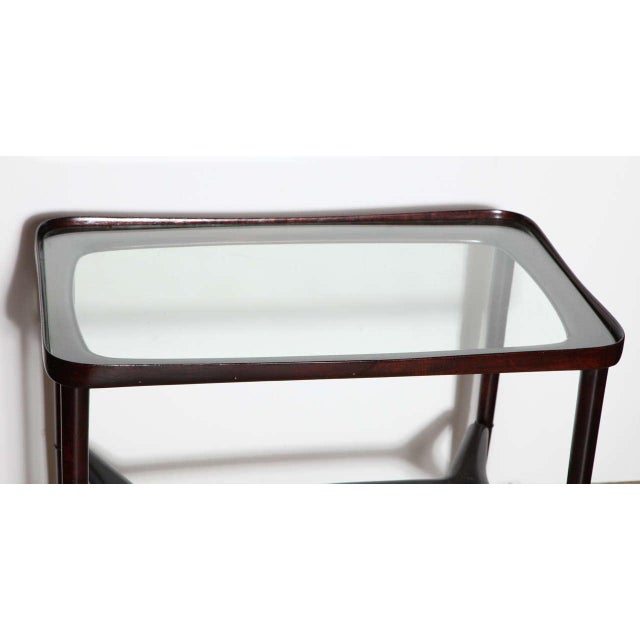 1950s Italian Modern Solid Rosewood Bar Cart For Sale - Image 4 of 10