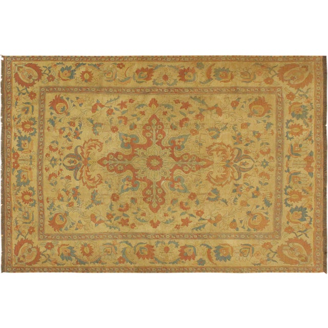 Rustic Soumak Beige/Rust Wool Rug - 7'7'' X 9'10'' For Sale - Image 9 of 10