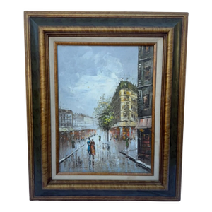 Mid 20th Century Parisian Street Scene Post Impressionist Original Oil Painting by Fontaine Signed and Framed