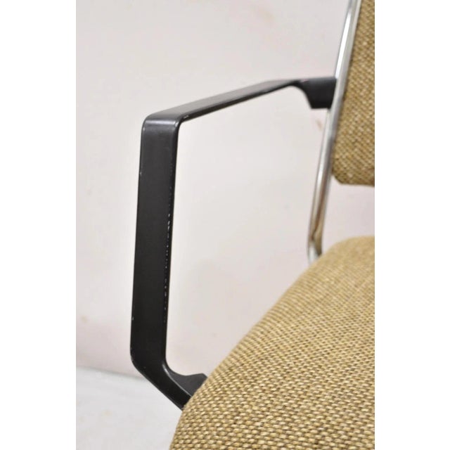 Vintage Sculpted Chrome Frame Post Mid Century Modern Office Arm Chair For Sale In Philadelphia - Image 6 of 12