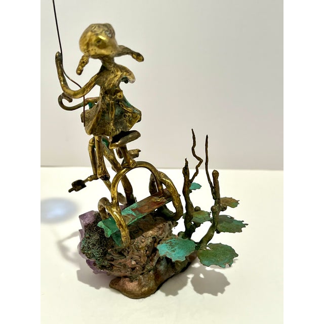 1970s Girl on Bike With Balloon and Amethyst - Mixed Media Sculpture For Sale - Image 4 of 10