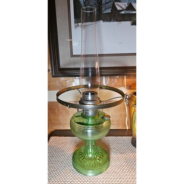 Metal 1920s Emerald Green Lincoln Drape Table Lamp Made by Bradley and Hubbard For Sale - Image 7 of 16