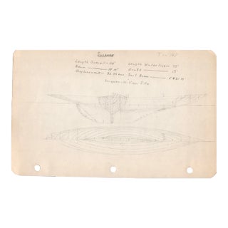 1940s Maine Marine Architectural Pencil Drawing on Paper For Sale