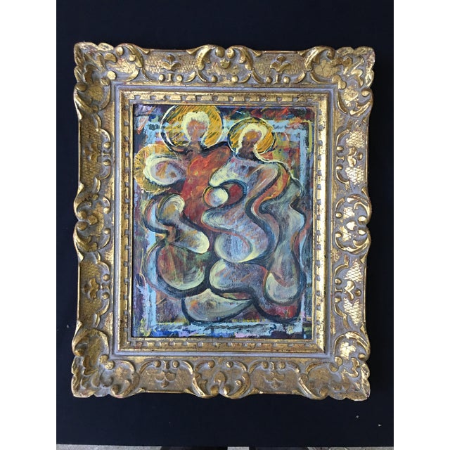 Polish painting unknown artist signed ski ski 2000. The piece comes framed.