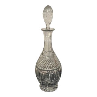 Vintage Cut Crystal Decanter With Matching Stopper and Starburst Base, 15.5”h For Sale