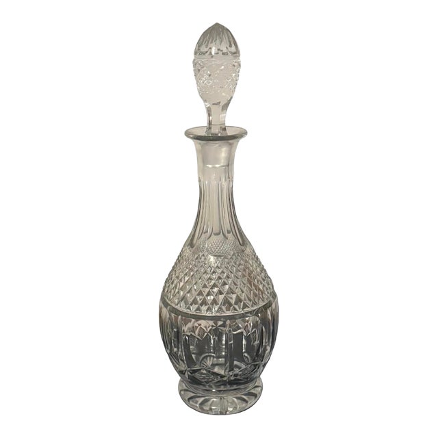 Vintage Cut Crystal Decanter With Matching Stopper and Starburst Base, 15.5”h For Sale