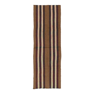 Striped Brown Vintage Kilim Runner - 2`6″ X 8`2″ fT. For Sale