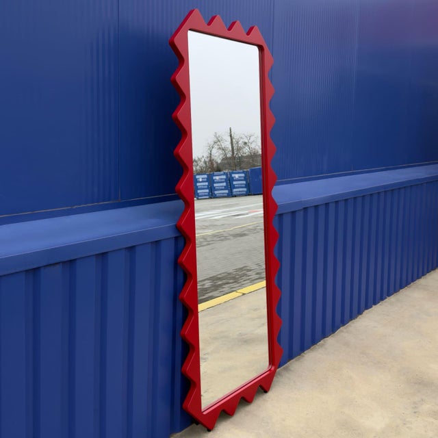 Light Blue Large Designer Entryway & Dressing Oberig 114 Mirror For Sale - Image 4 of 17