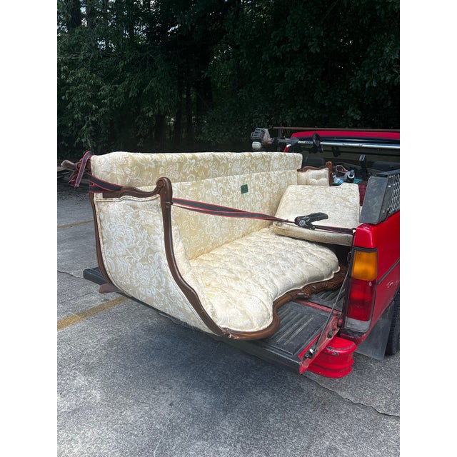Mid-Century Modern Vintage Extra Long Sofa, Amazing Bones/Needs Upholstery For Sale - Image 3 of 11