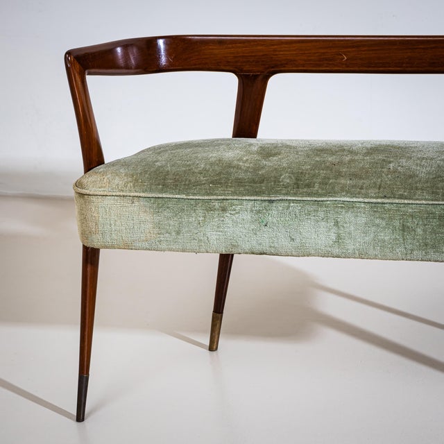 Brown Bench, in the Style of Ico Parisi, Italy, 1950s For Sale - Image 8 of 9