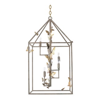 Aged Silver Monarch Butterfly Lantern For Sale