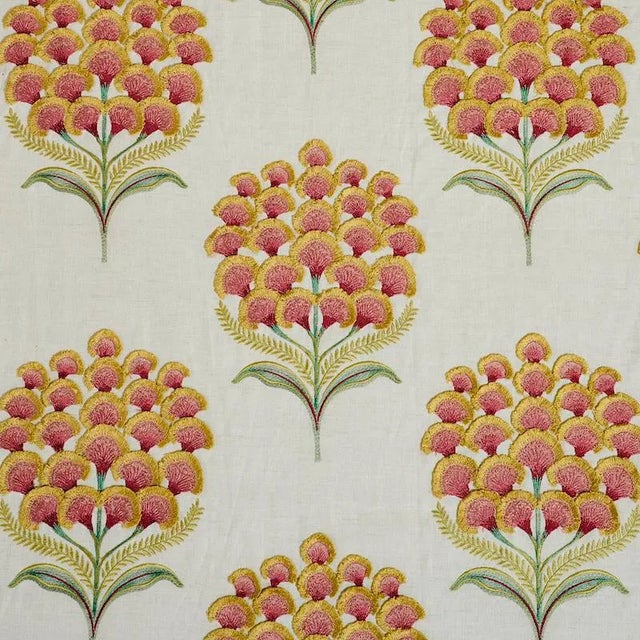 Schumacher Aurelia Embroidery Fabric in Natural For Sale