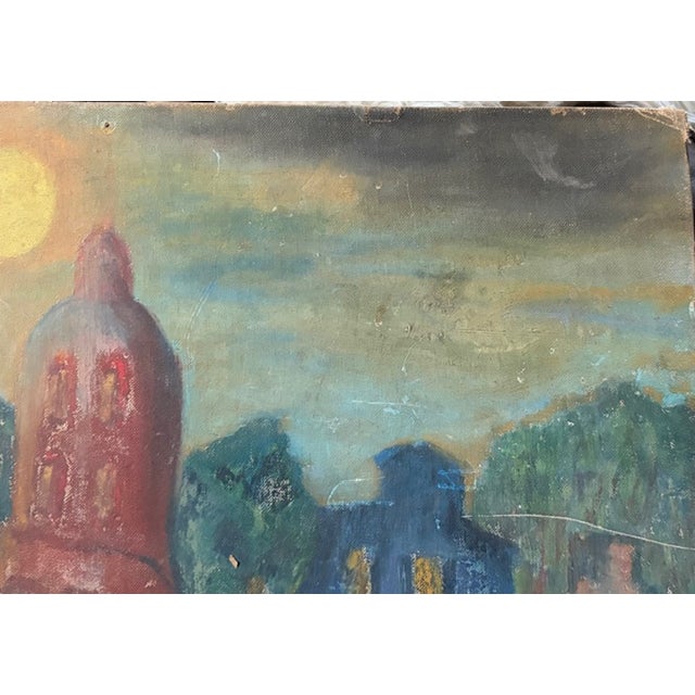 Mid Century European Painting - Sun Over a City For Sale - Image 4 of 9