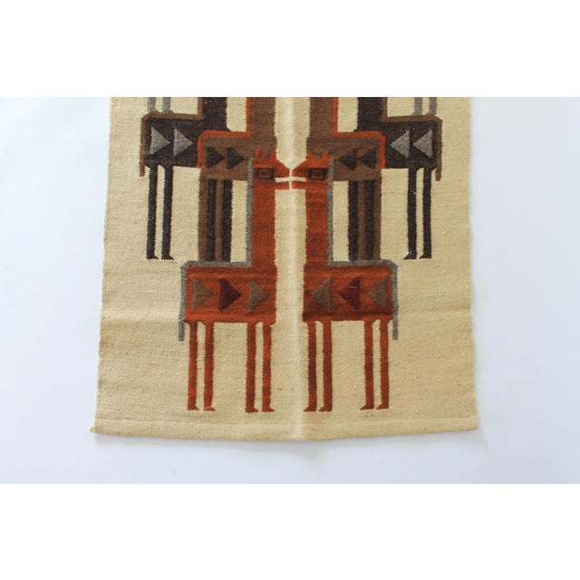 Mexican Vintage Peruvian Handwoven Alpaca Tapestry Wall Hanging Folk Art For Sale - Image 3 of 8