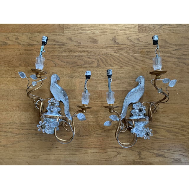 Gold Italian Banci Crystal Bird Sconces - A Pair For Sale - Image 8 of 8