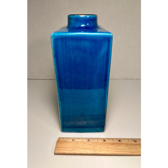 Blue Circa 1960s Mid-Century Modern Rosenthal Netter Block Ceramic Vase Made in Italy For Sale - Image 8 of 10